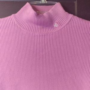 WOMEN'S RALPH LAUREN CABLE KNIT SWEATER PINK w/ Wh